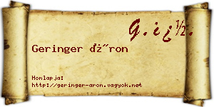 Geringer Áron névjegykártya